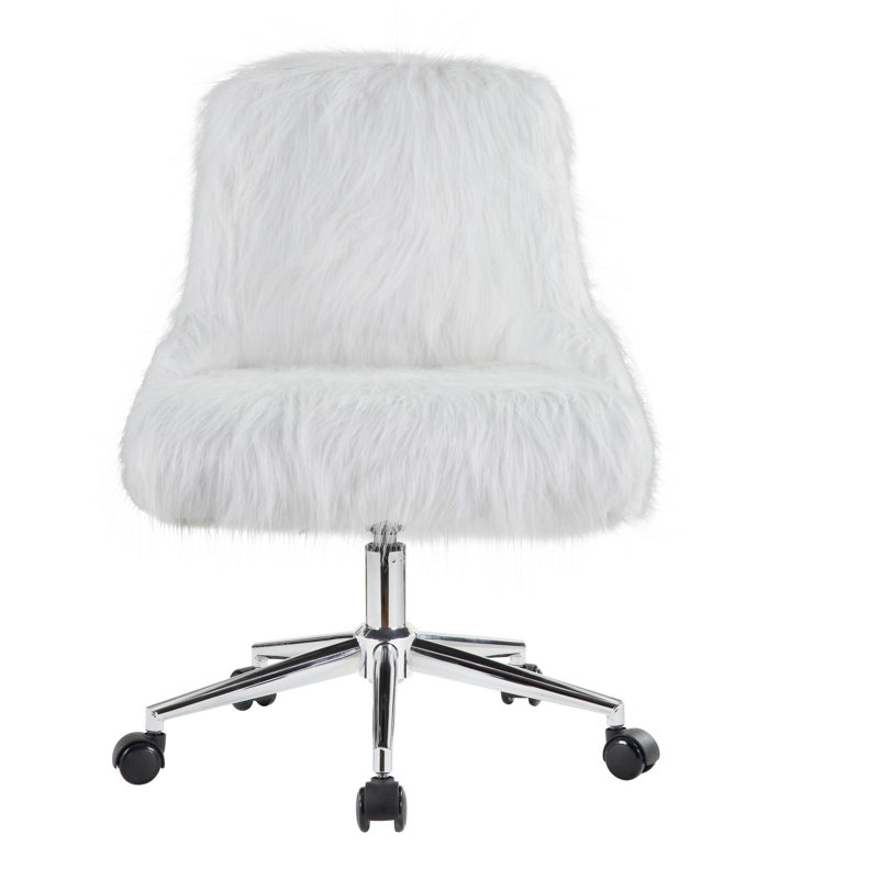 Grey fur desk chair discount